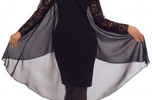  Elegáns, hosszú ujjú ruha csipke részletekkel, ALEXINA, fekete