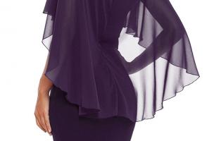 Testhezálló elegáns ruha áttetsző anyagból készült felső résszel, PAIGE, lila